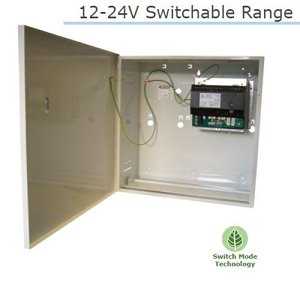 Elmdene G1224-84N-H Switch Mode Power Supply Unit, Adjustable 12V DC 8A or 24V DC 4A, Metal Enclosure, H420xW420xD180mm