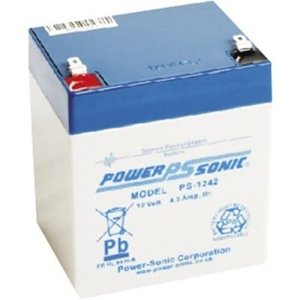 Power Sonic PS-1242 PS Series, 12V, 4.5Ah, 6 Cells, Sealed Lead Acid Rechargable Battery, 20-Hr Rate Capacity