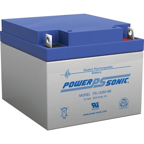 Power Sonic PS12260VDS PS Series, 12V, 26Ah, 6 Cells, Sealed Lead Acid Rechargable Battery, 20-Hr Rate Capacity