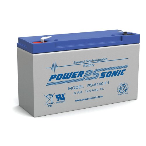 Power Sonic PS-6100VdS PS Series, 12V, 10Ah, 6 Cells, Sealed Lead Acid Rechargable Battery, 20-Hr Rate Capacity