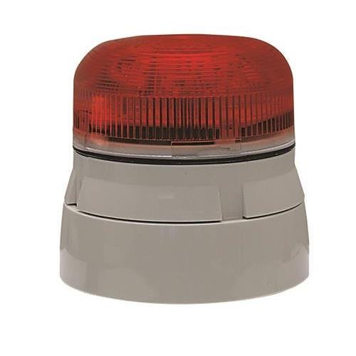 Klaxon QBS-0052 Xenon Beacon 12-24V DC 3W 115mA-70mA, IP65, White Base and Red Lens