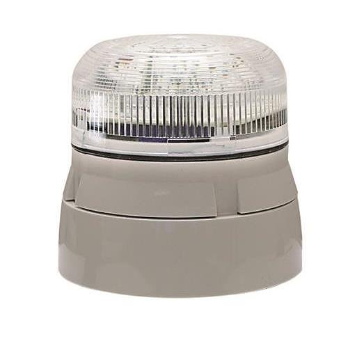 Klaxon QBS-0055 Xenon Beacon 12-24V DC 3W 115mA-70mA, IP65, White Base and Clear Lens